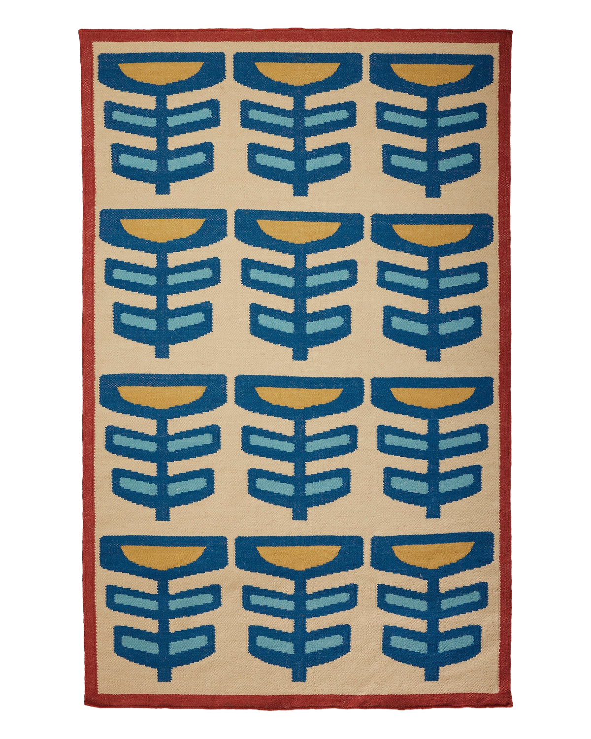 Pterapod Atlantic wool area rug by Angela Adams in deep Atlantic blue
