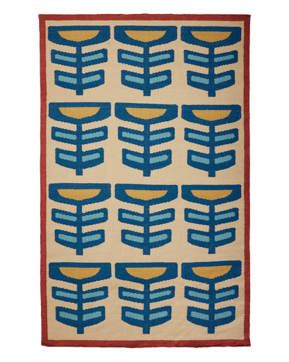 Pterapod Atlantic wool area rug by Angela Adams in deep Atlantic blue