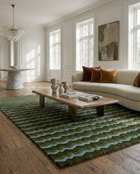 Buzz Emerald wool area rug by Angela Adams in rich emerald green