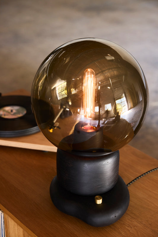 Albi 12" Globe Lamp - Ebony Walnut