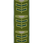 A pterapod grass runner with a retro mid-century modern design, featuring three stacked stylized leaf motifs in olive green, light green, teal, and cream, bordered by a light blue-green edge.