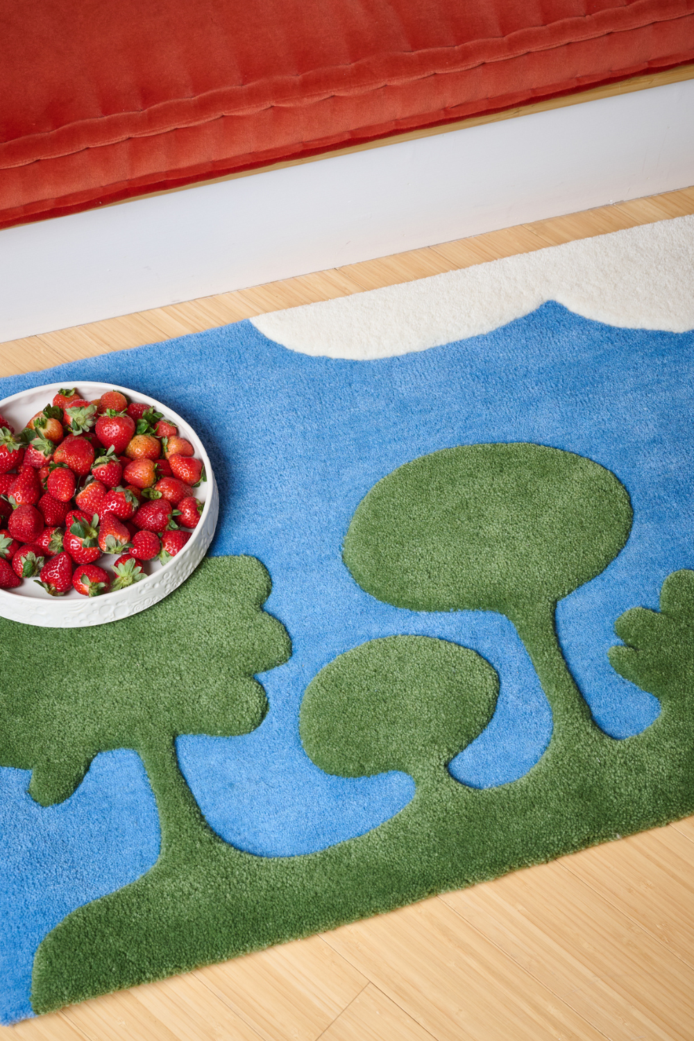 Island Family Summer wool area rug by Angela Adams in vibrant summer green