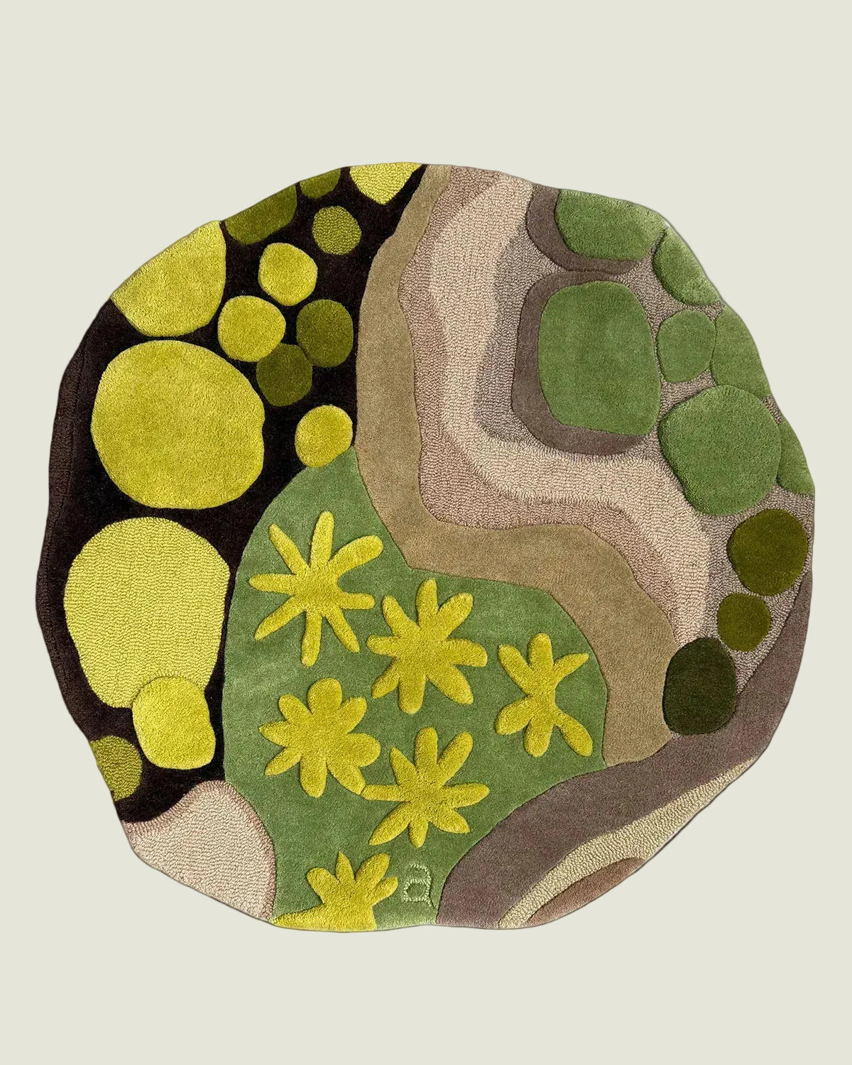 AtelierGG（アトリエジジ） フランネル ローラ(グリーンフラワー) Woodland Moss Wool Area Rug | Angela Adams – angela adams