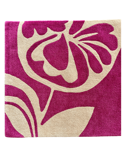 Posey Fuchsia wool area rug by Angela Adams in vivid fuchsia pink