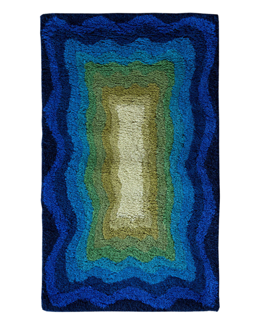 Alden Sapphire wool area rug by Angela Adams in rich sapphire blue