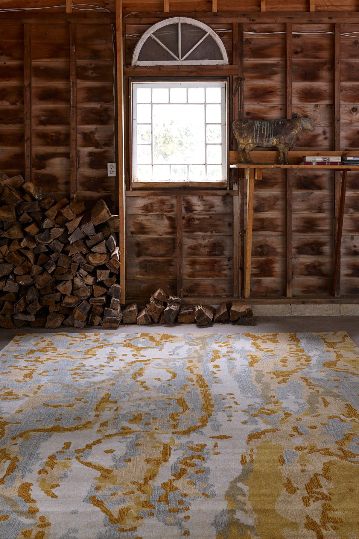 Bark Aspen wool area rug by Angela Adams in pale aspen neutral