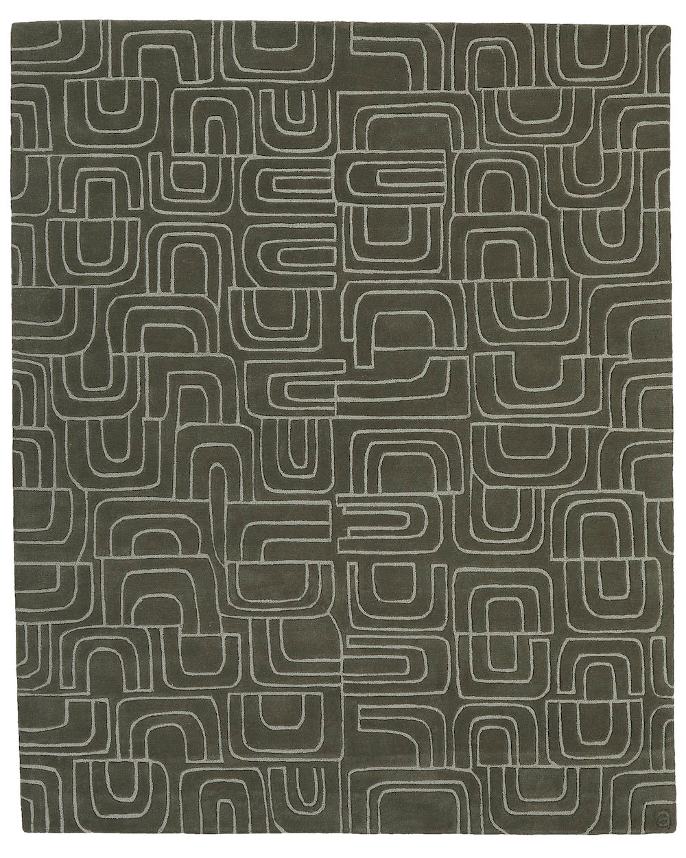 Archie Fog wool area rug by Angela Adams in soft foggy gray