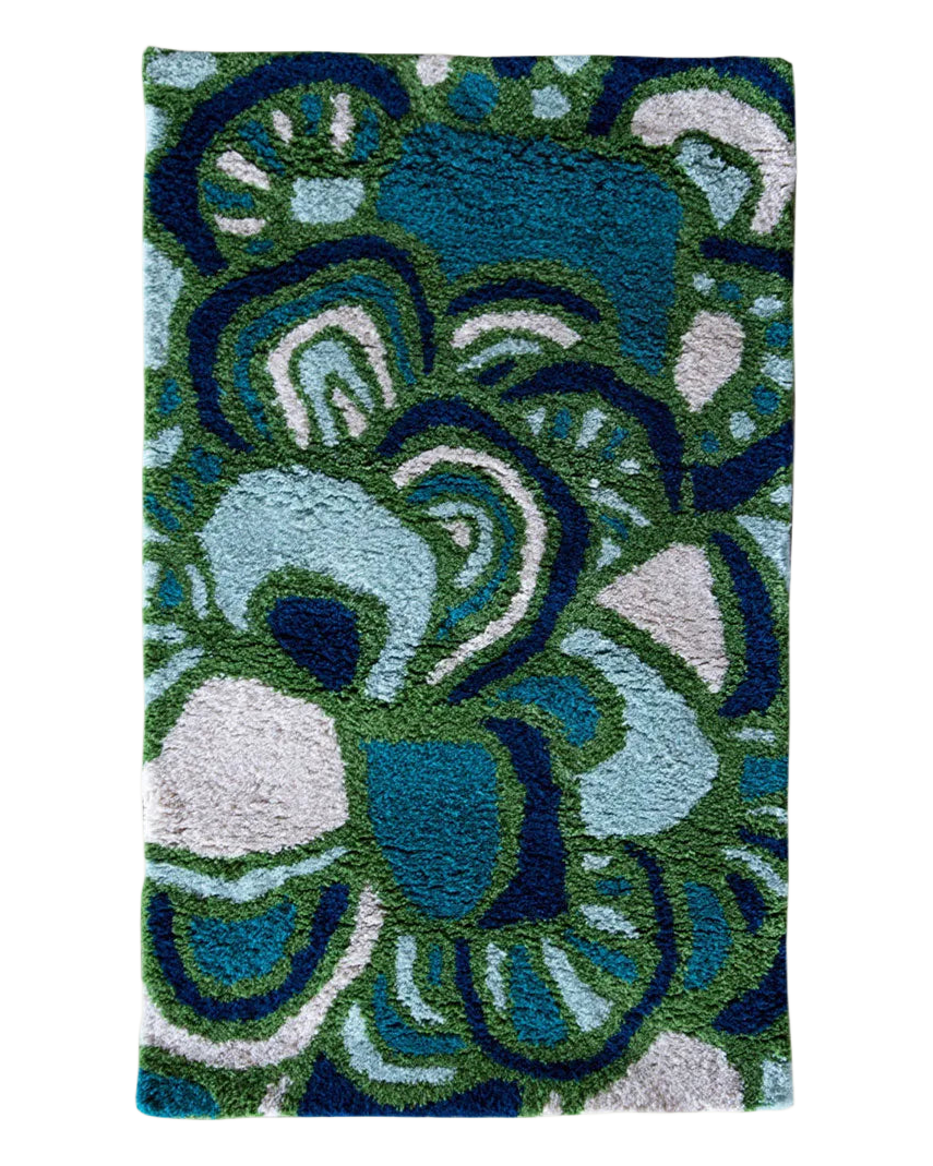 Maeve Seaweed wool area rug by Angela Adams in rich seaweed green