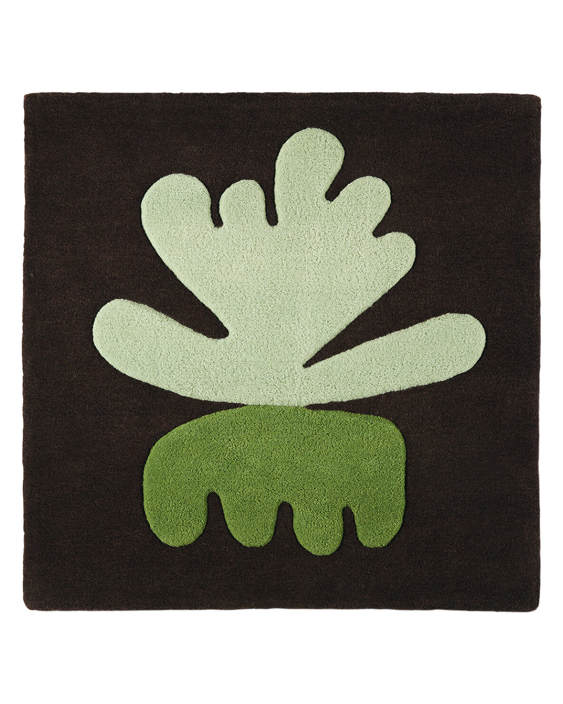 Sea Flower Seaweed wool area rug by Angela Adams in earthy seaweed brown