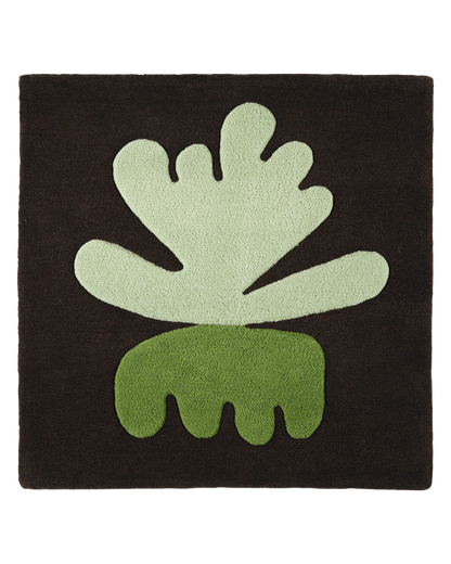 Sea Flower Seaweed wool area rug by Angela Adams in earthy seaweed brown