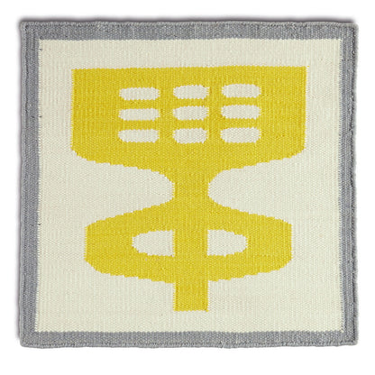 Dandipod Sunny wool area rug by Angela Adams in bright dandelion yellow
