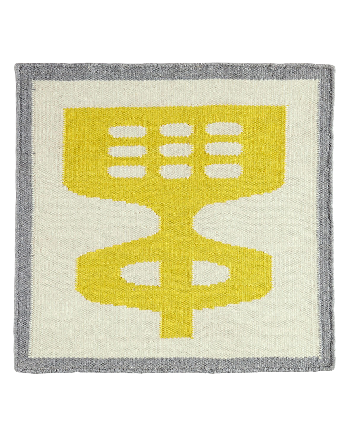 Dandipod Sunny wool area rug by Angela Adams in bright dandelion yellow