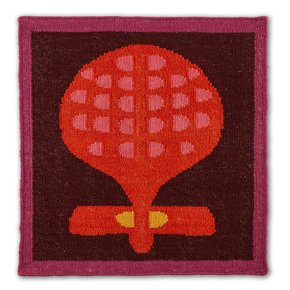 Happipod Berry woven wool area rug by Angela Adams in bold berry red