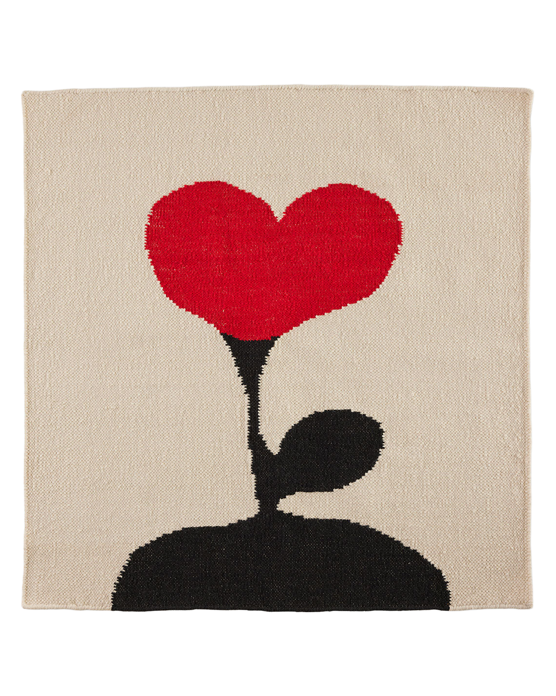 Love Blossom Crush wool area rug by Angela Adams in graphic black with a blossom