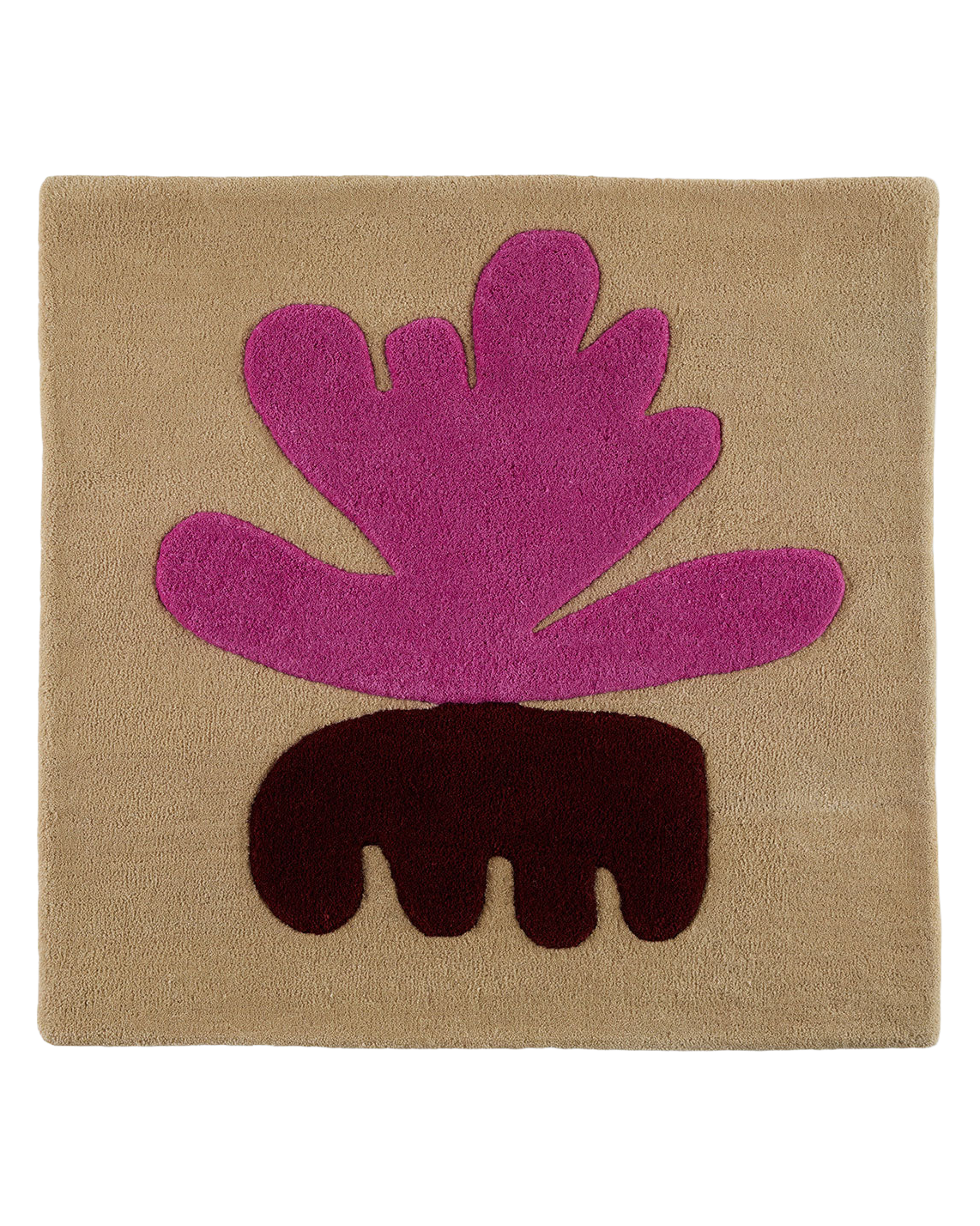 Sea Flower Rugosa wool area rug by Angela Adams in rosy rugosa pink