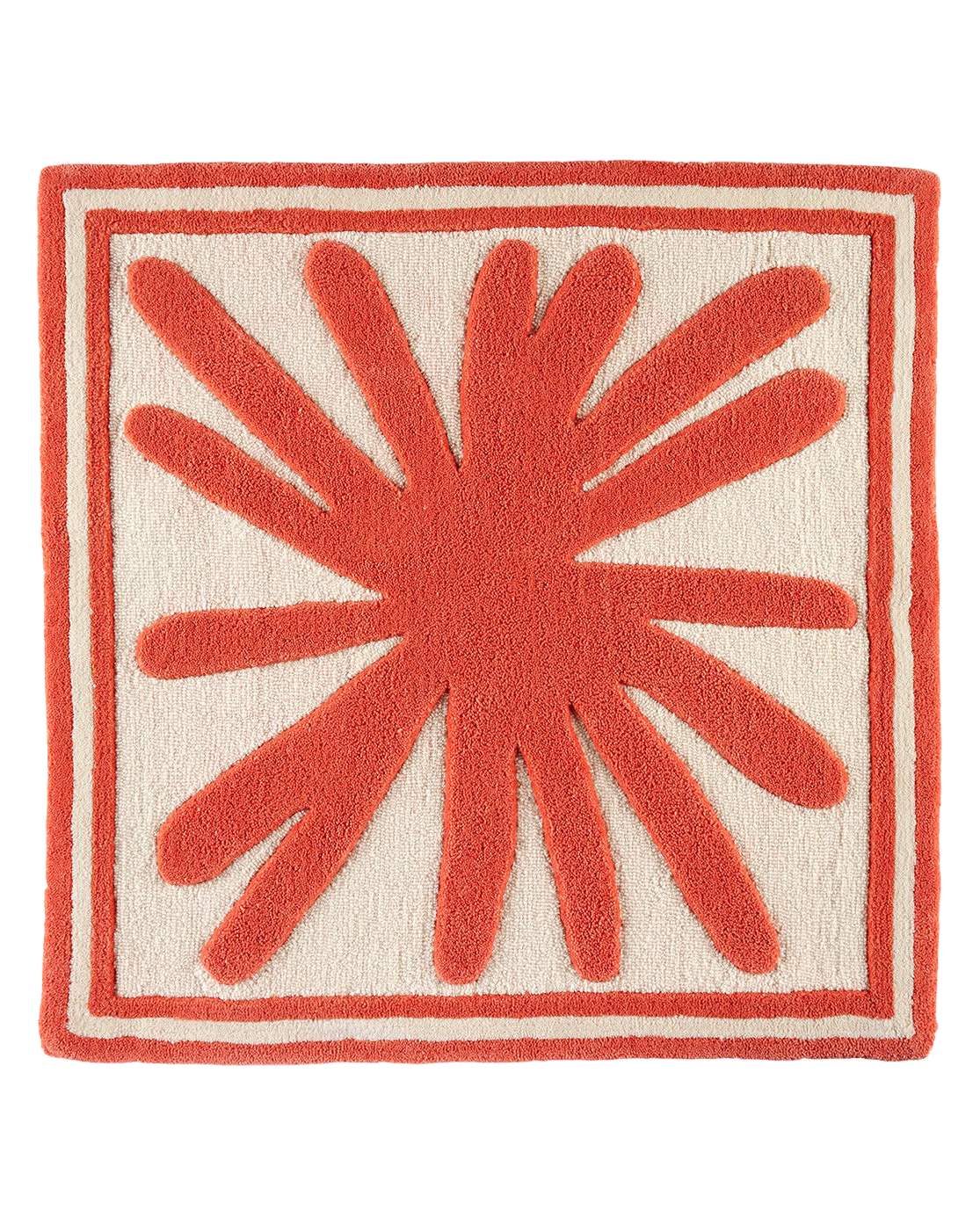 Urchin Coral wool area rug by Angela Adams in vivid coral pink