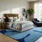 Astrud Splash wool area rug by Angela Adams in vivid splashy blue