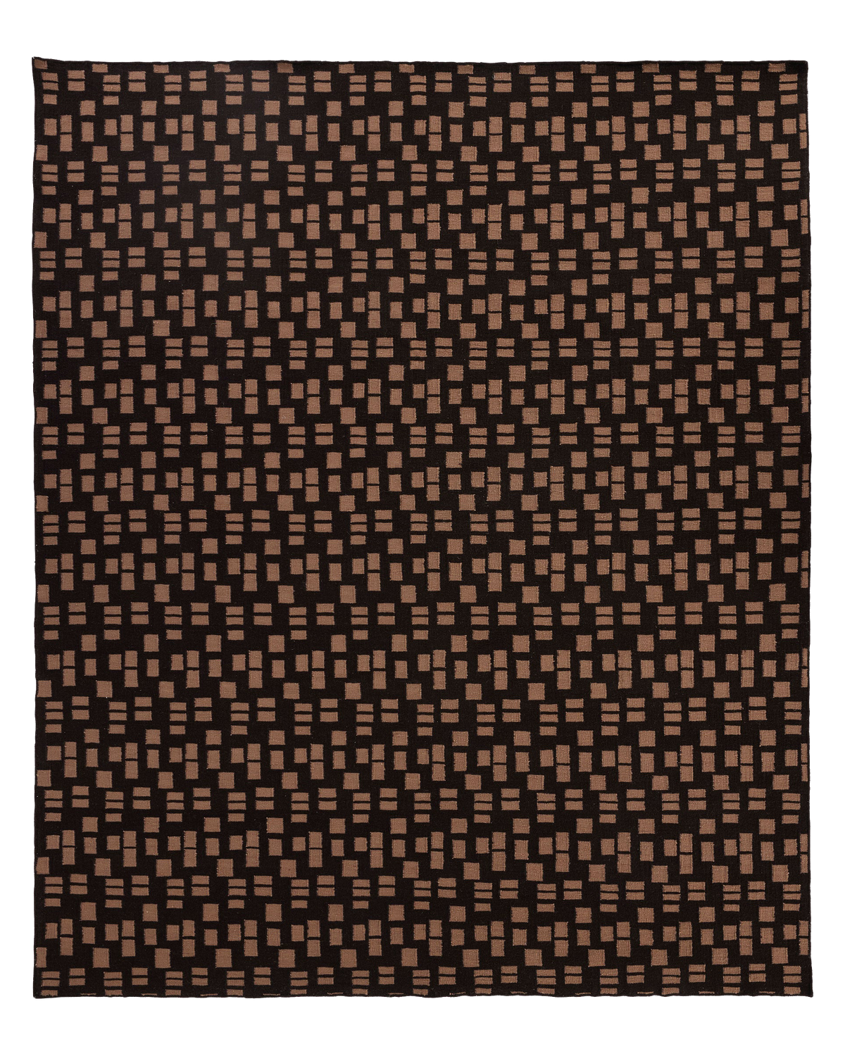 Sadie Espresso woven wool area rug by Angela Adams in rich espresso brown