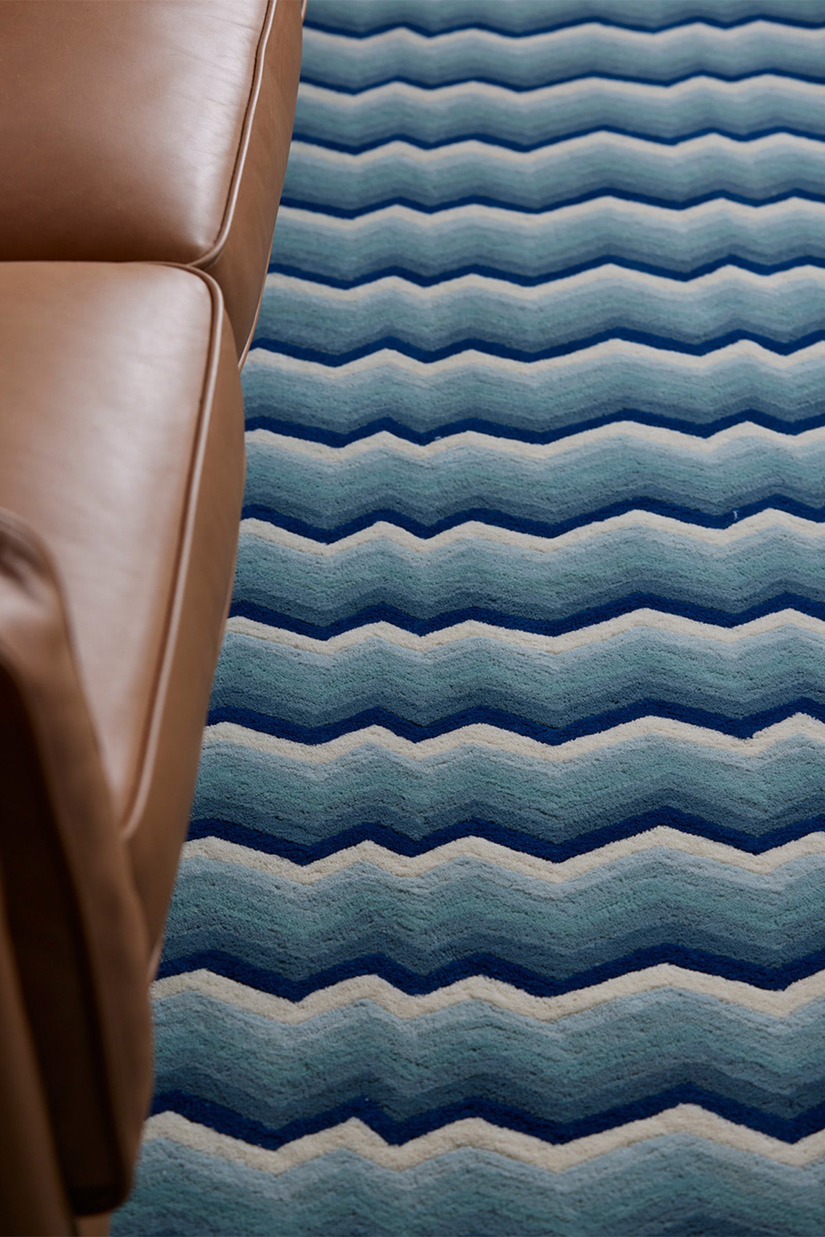 Buzz Blue wool area rug by Angela Adams in electric blue