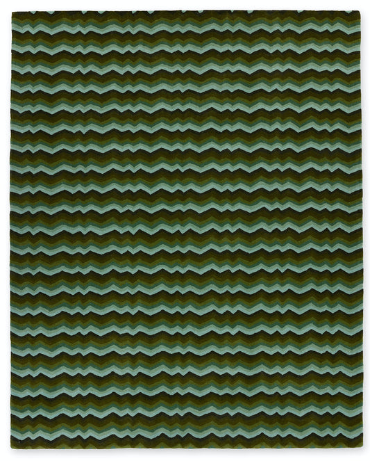 Buzz Emerald wool area rug by Angela Adams in rich emerald green