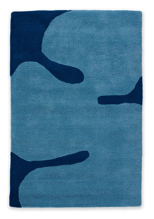 Astrud Splash wool area rug by Angela Adams in vivid splashy blue