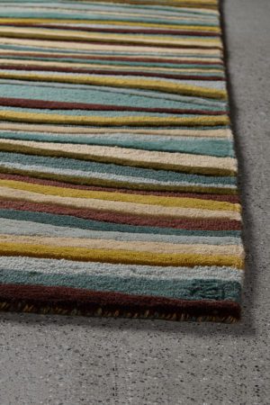 a corner of a spike handmade rugs carpet custom luxury unique handmade wool rainbow geometric