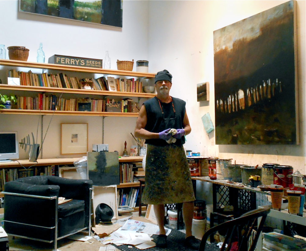 Tom Hall artist Maine Sebago in studio