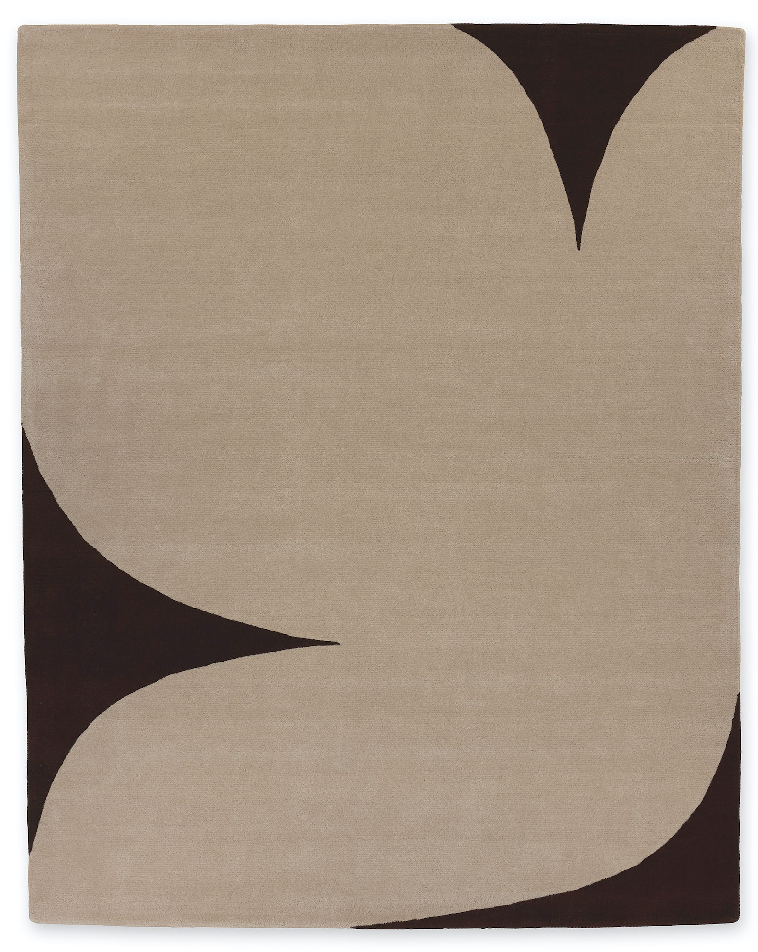A tan and dark brown, hand tufted area rug called, Dove Moonlight by Angela Adams