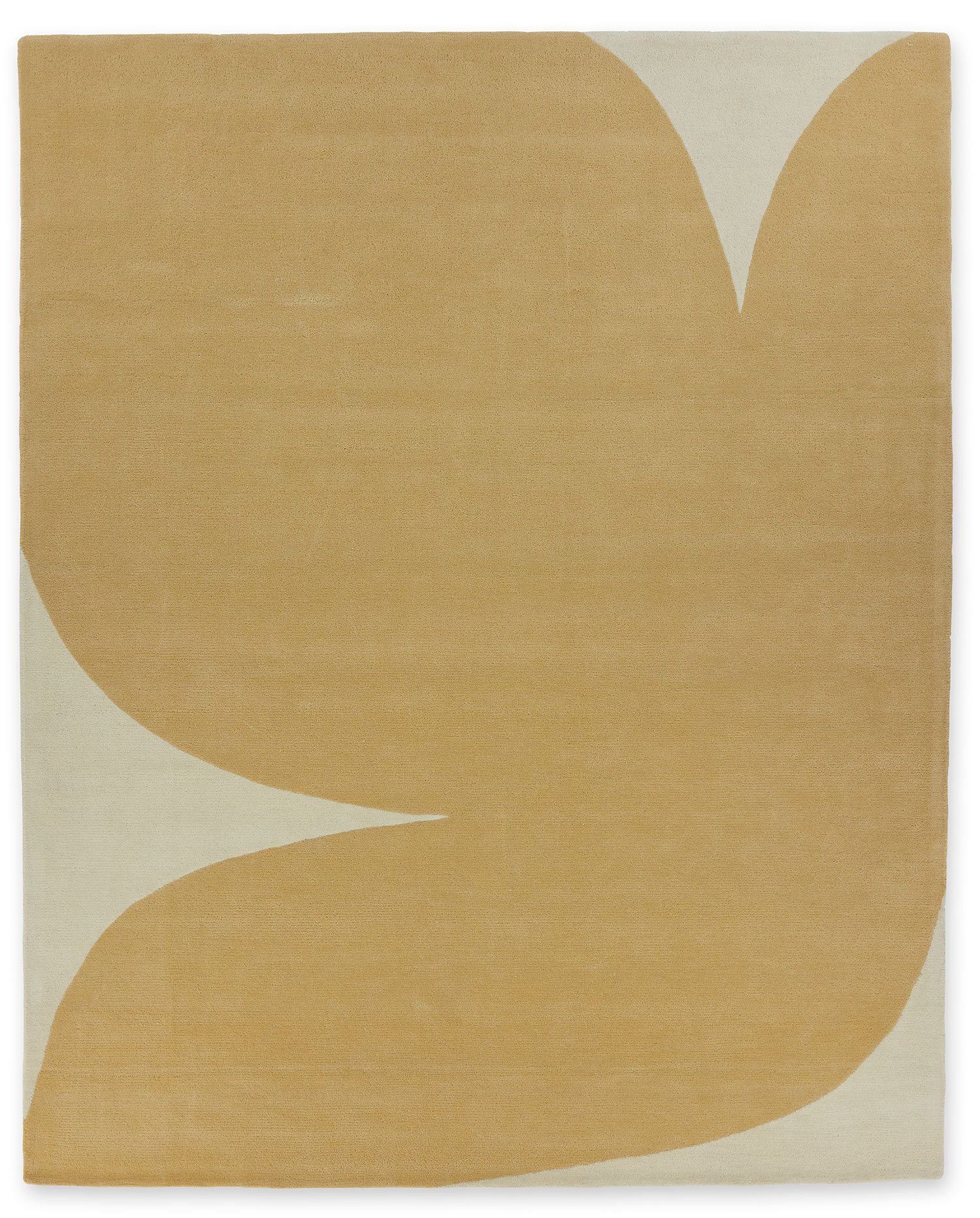 A beige colored, hand tufted area rug called Dove Peace, by Angela Adams
