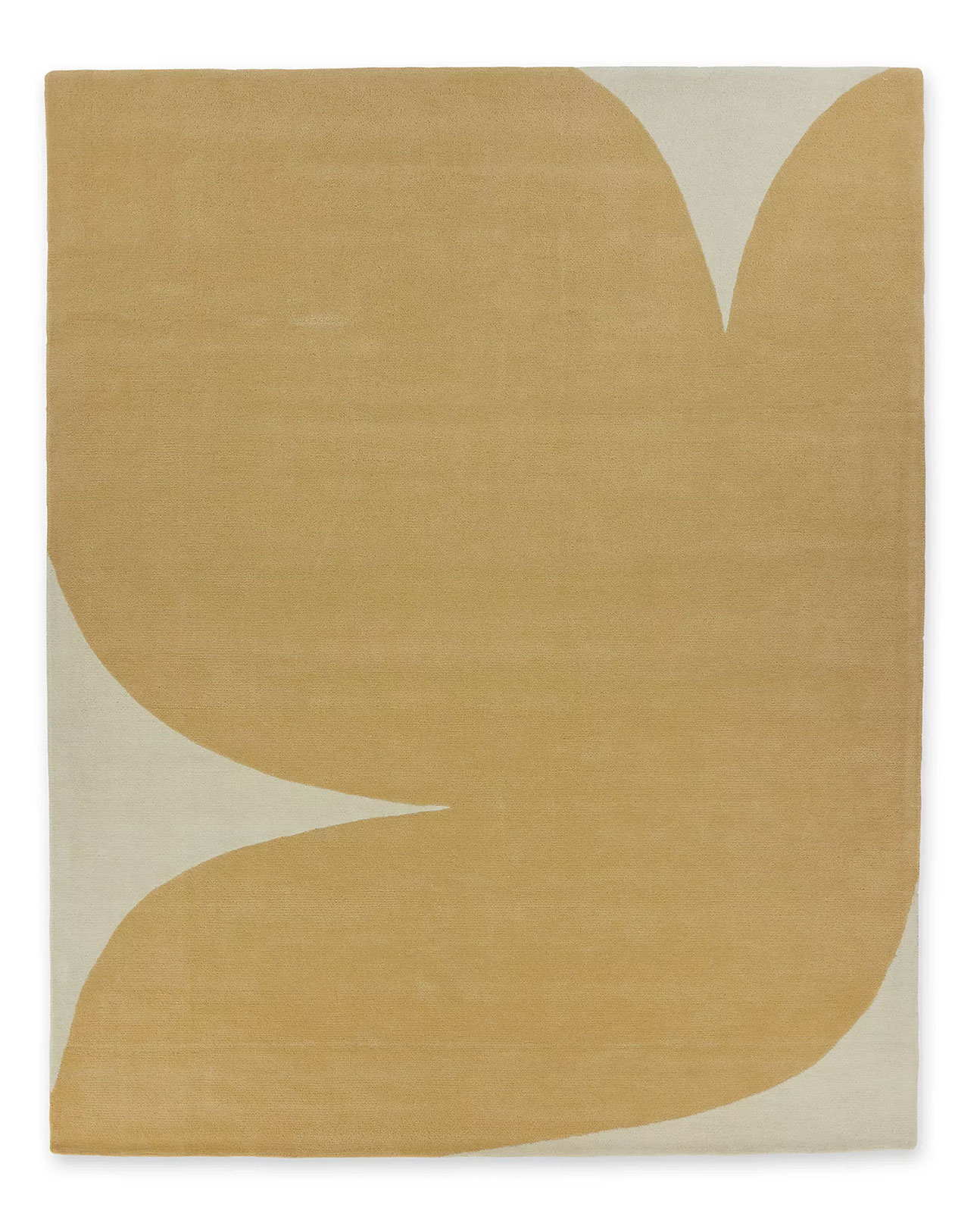 A beige colored, hand tufted area rug called Dove Peace, by Angela Adams