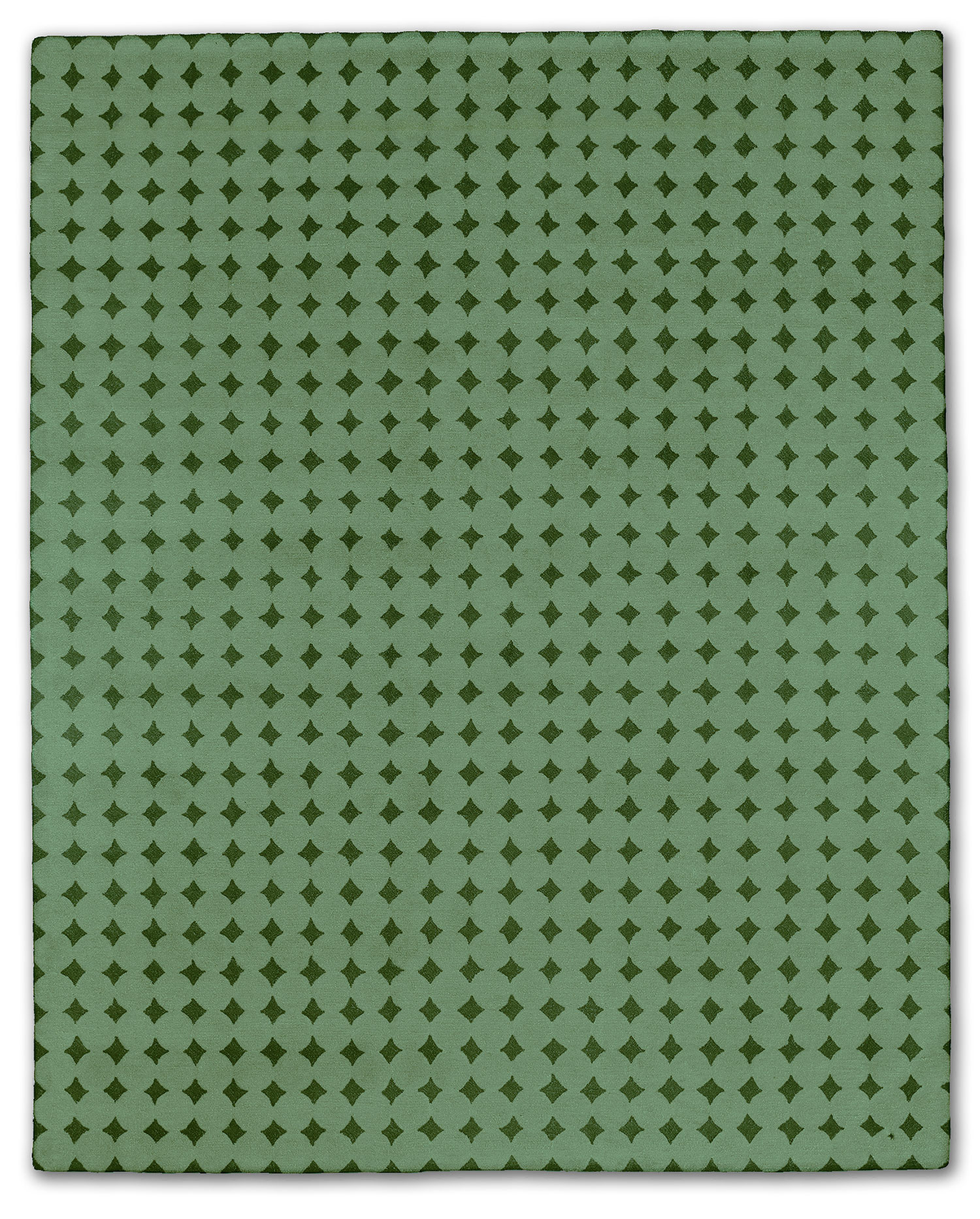 A green area rug called Bongo Fresca in an 8 by 10 foot size
