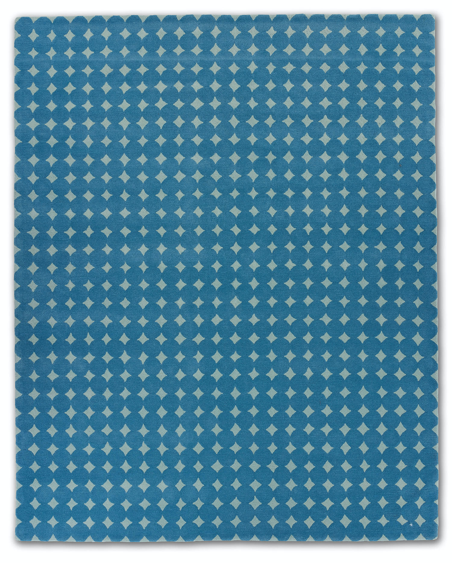 A blue area rug called Bongo Pool in an 8 by 10 foot size