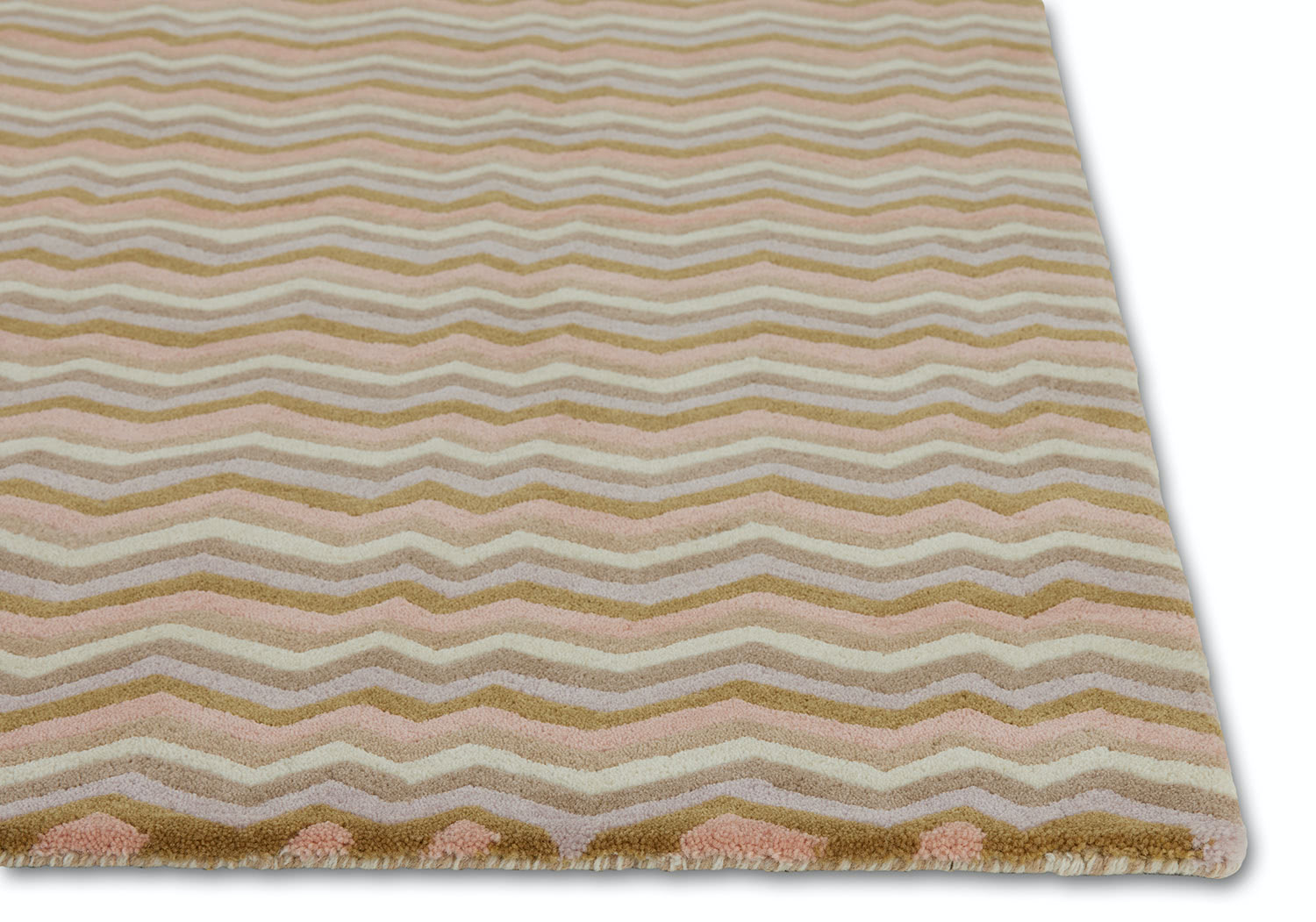 A detail of a modern area rug in cream tones called Buzz Dream