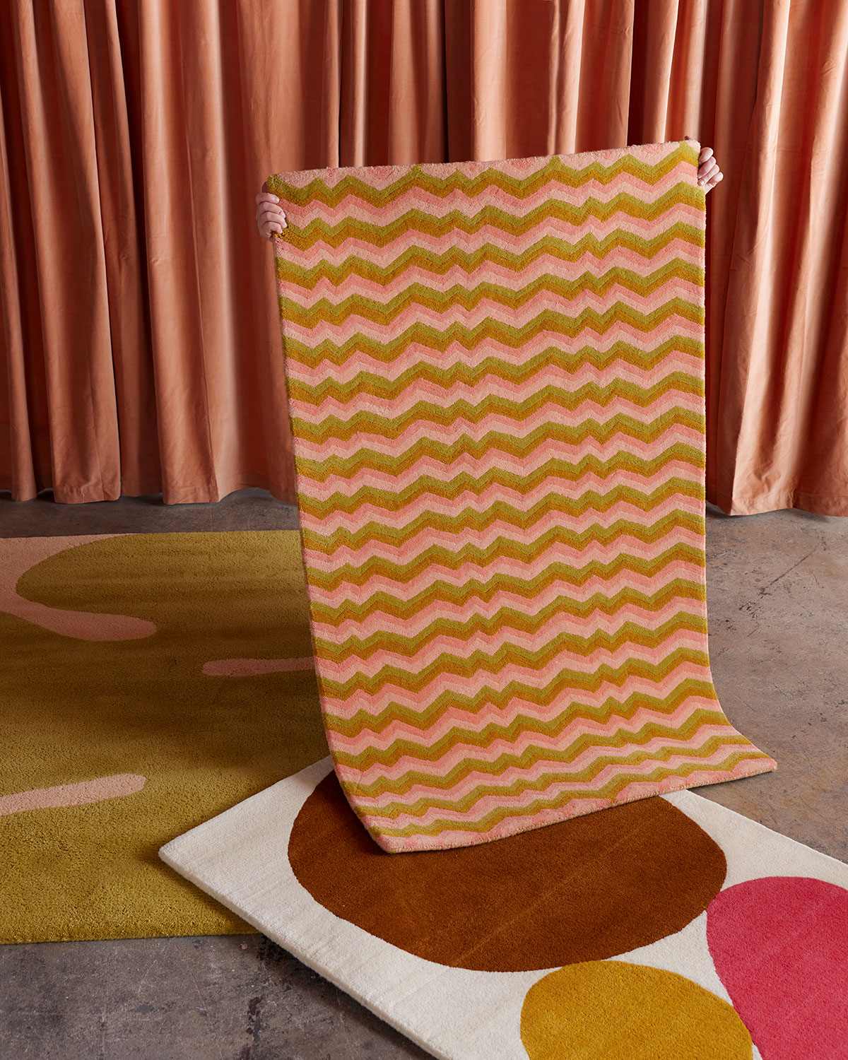 A modern area rug in pink tones called Buzz Opal
