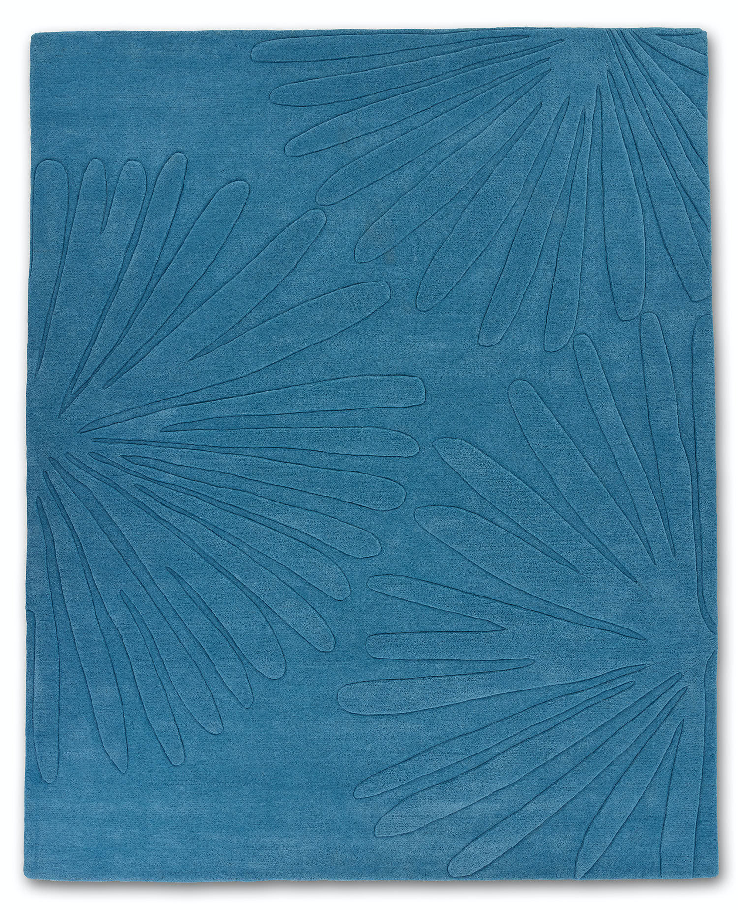 A modern area rug in blue called Daisies Sky