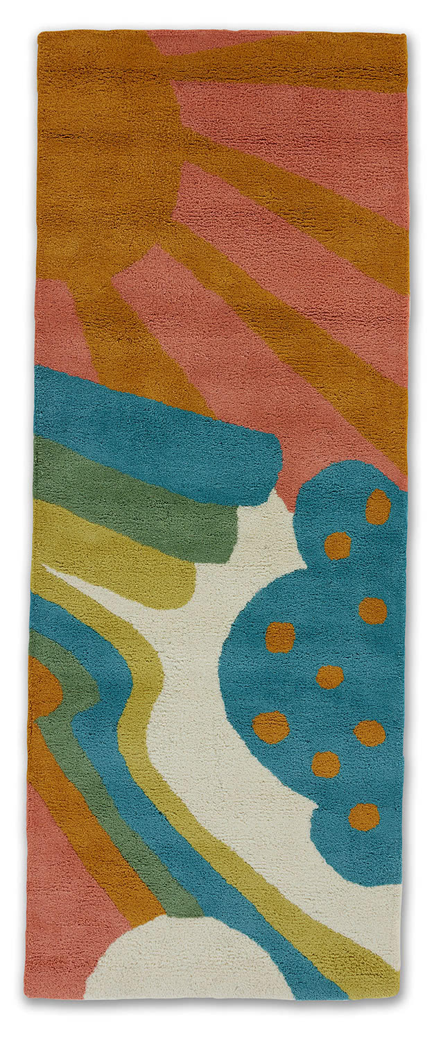 A multi-colored, modern runner rug by Angela Adams called Daytrip Happy