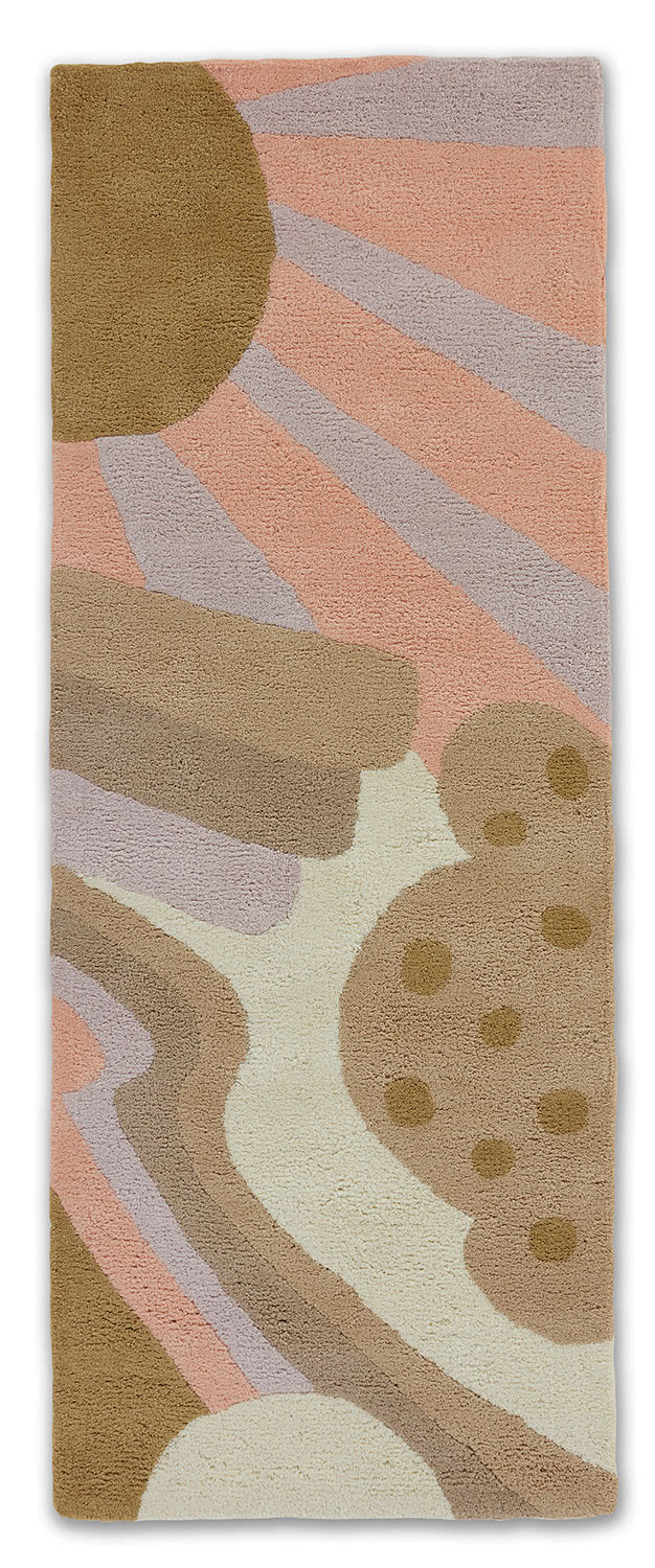 A cream colored, modern area rug by Angela Adams called Daytrip Lovely