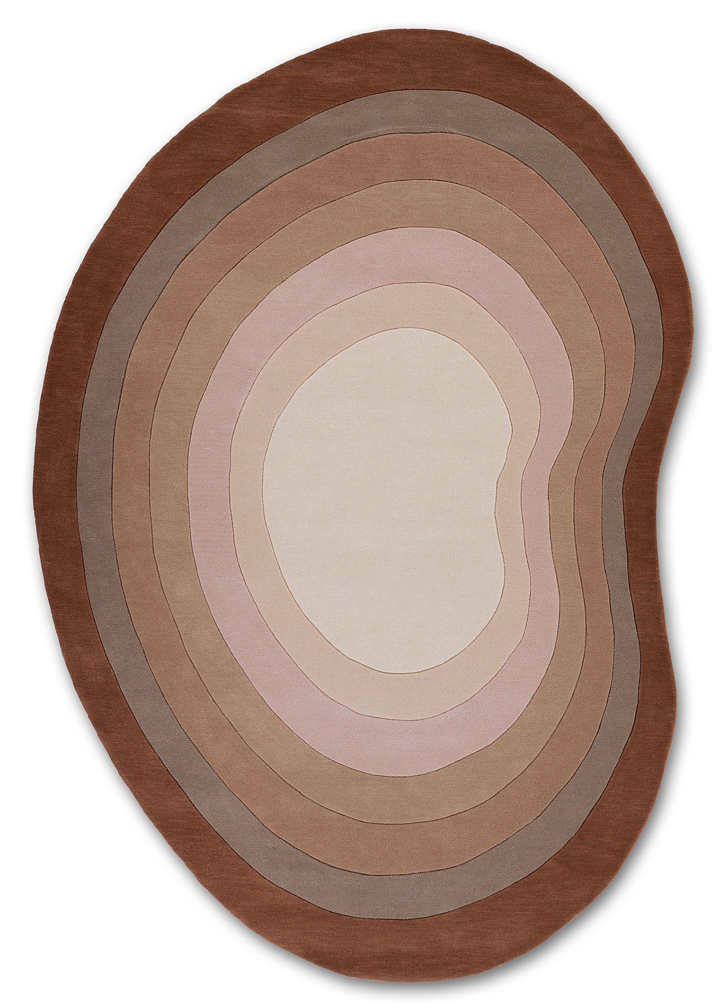 A neutral gradient area rug called Pool Heaven in the shape of a pool